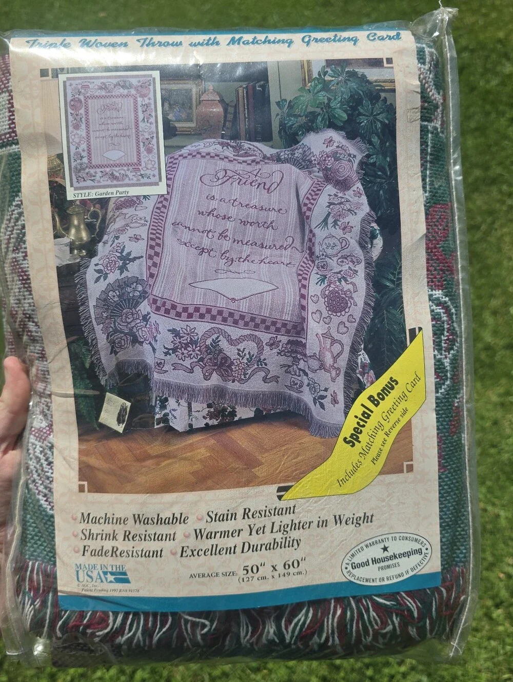 Vintage Triple Layer Woven Jacquard Blanket Throw 50X60